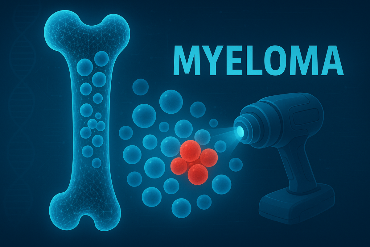 Bone marrow with cancer cells – myeloma visual.
