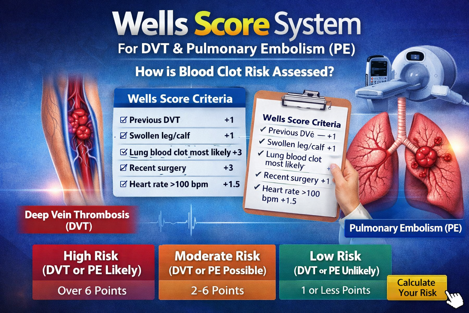 Wells Moderate Risk Blood Clot Risk Explained: Wells Score for DVT & PE