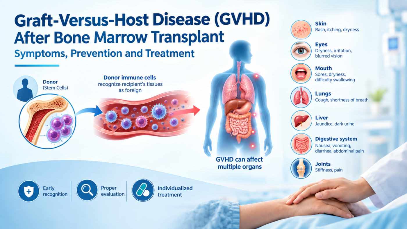 Graft-versus-host disease (GVHD) after bone marrow transplant affecting multiple organs.
